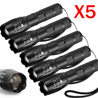 #ad 5 x Tactical Flashlight LED High Powered 5Modes Zoomable Torch Aluminum Light $24.99