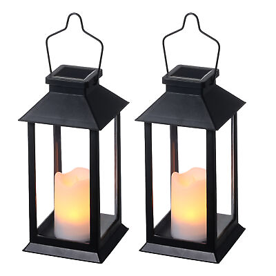 #ad 2xSolar Lantern Light with LED Flameless Candle Waterproof Garden Yard Lamp Z5D1 $27.93