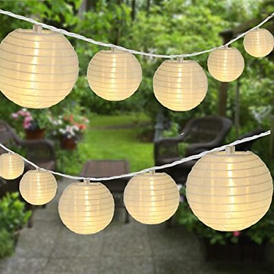 #ad Lantern Decorative String Lights with 10 LED White Hanging Lights Plug in P... $31.73