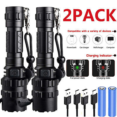 #ad Rechargeable 990000LM LED Flashlight Tactical Police Super Bright Torch Zoomable $19.99