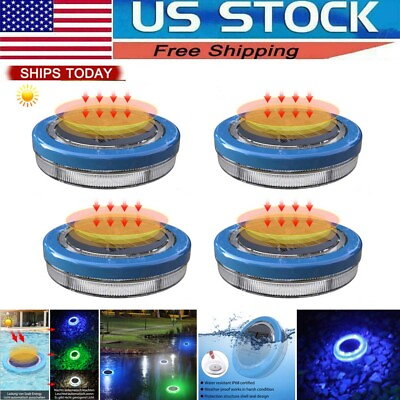 #ad 4 Pack Solar Swimming Pool Light LED Floating Lights Garden IP68 Underwater Lamp $38.69