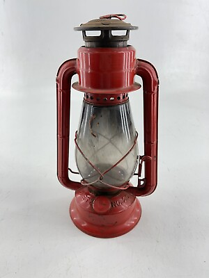 #ad Vintage Red Dietz Jr No. 20 Railroad Hurricane Kerosene Oil Lamp Lantern Rustic $32.63