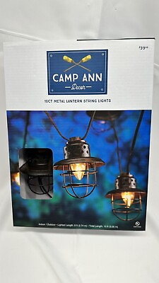 #ad Camp Ann Decor 10 CT Metal Lantern String Lights New $26.95