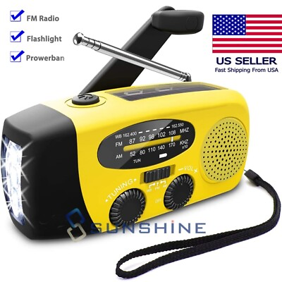 #ad #ad Rechargeable Hand Crank Flashlight LED Wind Up AM FM Solar Weather Radio Charger $18.99