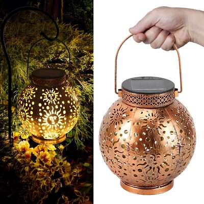 #ad Solar Lantern Hanging Light LED Outdoor Cut Out Garden Lamp Waterproof Decor US $13.82