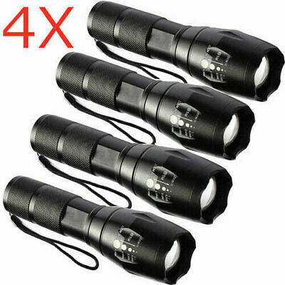 #ad 4 Pack Super Bright Tactical Flashlight LED 5 Mode Zoomable Searchlight Torch $19.99