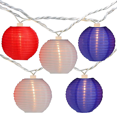 #ad Red White Blue Lantern String Lights 8.5Ft Multicolor Lantern Decoration Lights $37.99