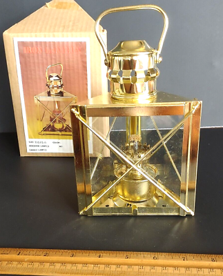 #ad Vintage NOS Brass Color Iron Kerosene Lantern *7quot; In Box $14.99