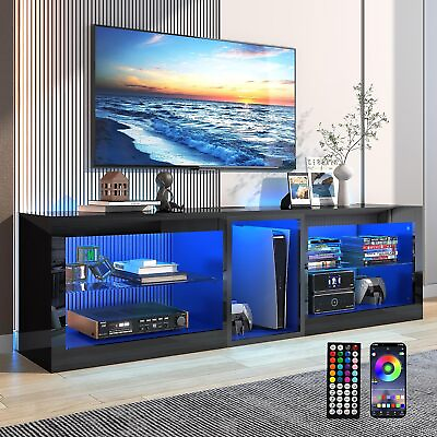 #ad 63inch LED TV Stand with Outlet for 70#x27;#x27; Modern High Gloss Entertainment Center $165.29