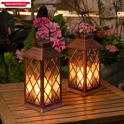 #ad 12quot; Solar Lanterns Outdoor Waterproof Garden Lanterns Flickering Flameless Candl $50.71