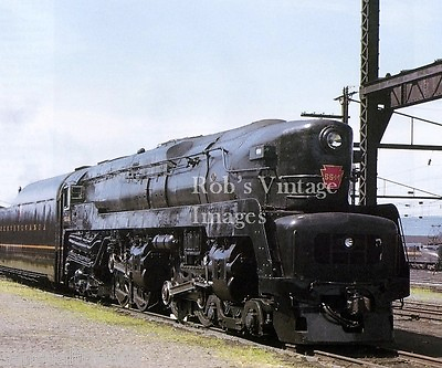 #ad Pennsylvania Railroad T 1 Sharknose 5544 Train Steam photo 1940s color PRR $9.99