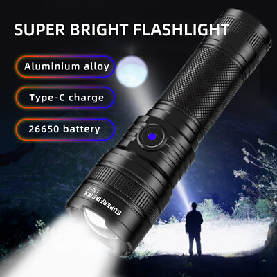 #ad SUPERFIRE Rechargeable Super Bright Flashlight LED Zoom Camping Work Light Torch $17.91