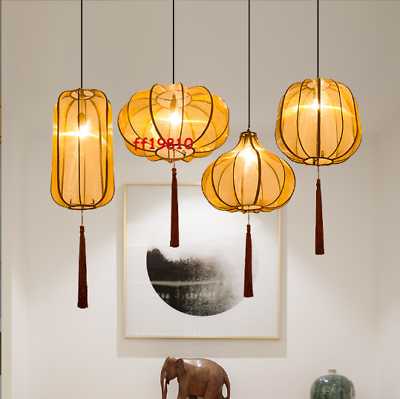 #ad Chinese Style Cloth Lantern Restaurant Kitchen Chandelier Ceiling Light Lamp $608.13