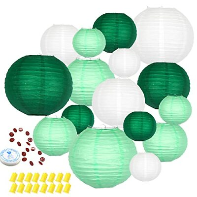 #ad Hanging Paper Lanterns Decorative Green Chinese Paper Lanterns Ceiling Party... $23.96