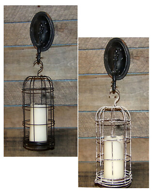 #ad Hanging Candle Lantern Black Rustic White Candle Lantern Holder Stand Display $27.98