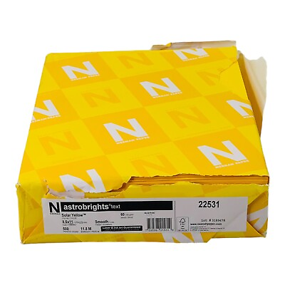 #ad 1 Ream Neenah Astrobrights Text 8.5quot; x 11quot; Solar Yellow Copy Paper 500 Sheets $17.57