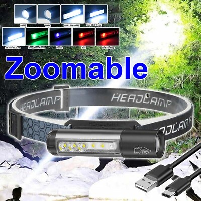 #ad LED Headlamp Head Torch Magnetic Work Light Lamp USB Rechargeable Headlight $15.09