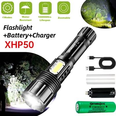 #ad Super Bright 990000LM LED Flashlight Rechargeable USB Zoom Torch with COB Light $12.98