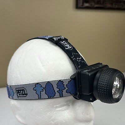 #ad Petzl Headlamp Micro Water Resistant Gray Blue Head Strap Adjustable Works Well $21.00