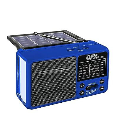 #ad QFX R 37 BL 6 Band AM FM SW1 SW4 Bluetooth LED Flashlight Solar Radio 2021 ... $33.49