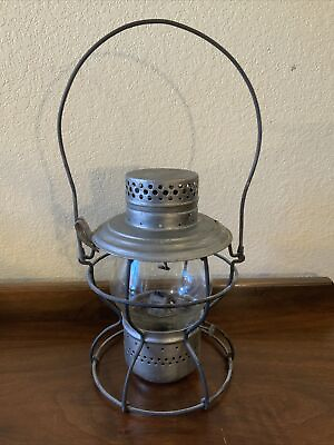 #ad Vintage Antique Handlan PRR Pennsylvania Railroad Lantern Etched Globe $95.00