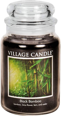 #ad Village Candle Black Bamboo 21.25 oz Glass Jar Scented Candle Large $31.17