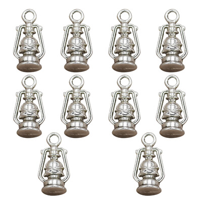 #ad 10 Vintage Oil Lantern Charms for Jewelry Making $10.99