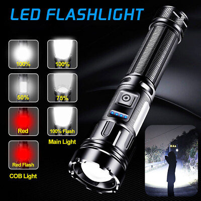 #ad 1000000 Lumens Super Bright LED Tactical Flashlight Rechargeable LED Work Light $14.81