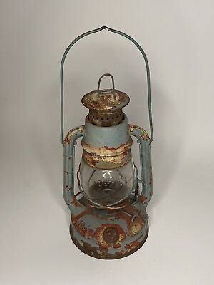 #ad Vintage Dietz Little Wizard Kerosene Lantern DIETZ NY USA Distressed Blue Gray $29.99