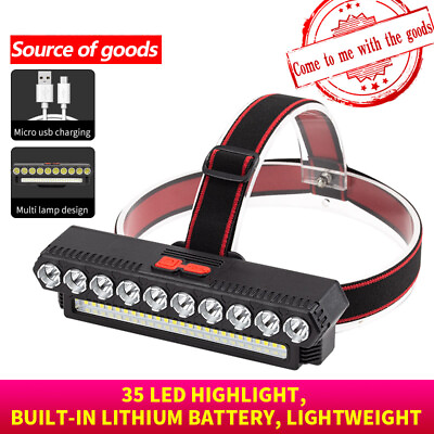 #ad COBLED Headlamp USB Rechargeable Headlight Torch Work Light Bar Head Band Lamp $8.99