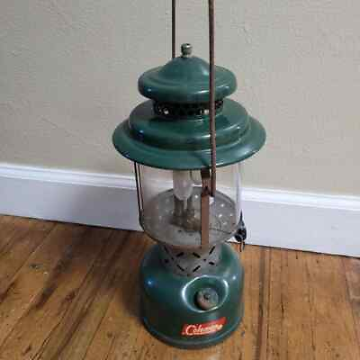 #ad Vintage Coleman Model 220E Green Dual 2 Mantle Gas Camp Lantern 4 1960 $37.00