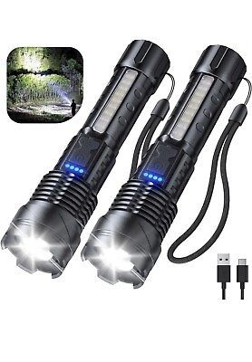 #ad Rechargeable 2 Pack 900000 Lumen Super Bright Led Flashlights IPX6 Waterproof $19.99