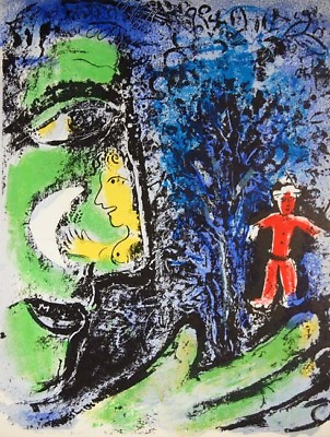 #ad Profile with Red Child Marc Chagall UNFramed Original Lithograph $699.95