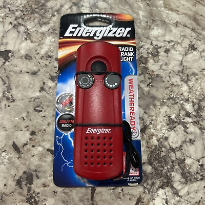 #ad Energizer Weather Ready AM FM RADIO CRANK LIGHT Red Manual Flashlight NEW $34.99