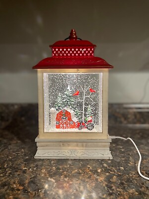#ad #ad 10.5quot; H LED Swirl Confetti Light Farmer Santa Lantern Snow Globe Holiday $41.61