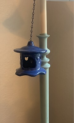 #ad Ceramic Hanging Candle Holder Lantern Pendant Blue $12.99