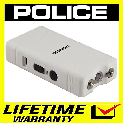 #ad POLICE Stun Gun 800 380 BV Mini USB Rechargeable with LED Flashlight White $11.85