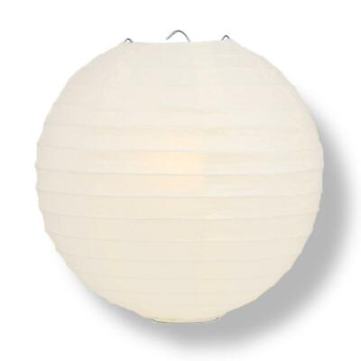 #ad 6quot; Beige Ivory Round Paper Lantern Even Ribbing Hanging Decoration $0.99