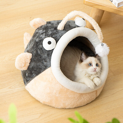 #ad Cat Bed Semi Enclosed Winter Warm Cat Lantern Fish Shape 2 Sizes $29.99