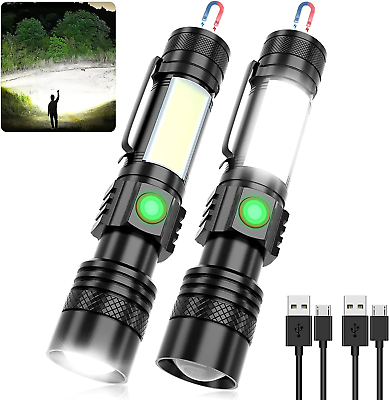 #ad USB Rechargeable Flashlight LED Magnetic Flashlights Super Bright Tactical Flas $43.87