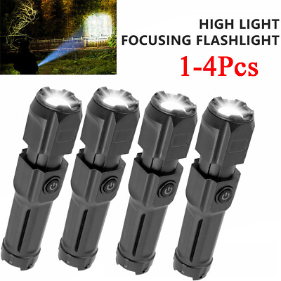 #ad #ad 4PCS LED Flashlight Super Bright Tactical Police Torch USB Rechargeable Lamp US $29.99
