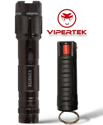 #ad VIPERTEK VTS T03 Stun Gun Rechargeable 500 BV with Led Light Pepper Spray $28.99