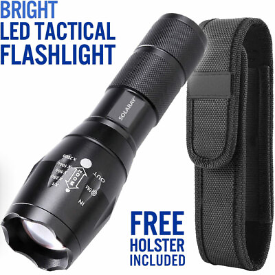#ad LED Flashlight Home Work Emergency Car Security 5 Modes Zoom 18650 AAA w Holster $12.99