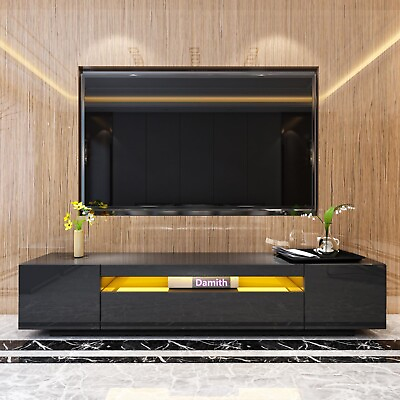 #ad LED TV Stand for 80 Inch High Gloss TV Entertainment Center with Storage $279.99