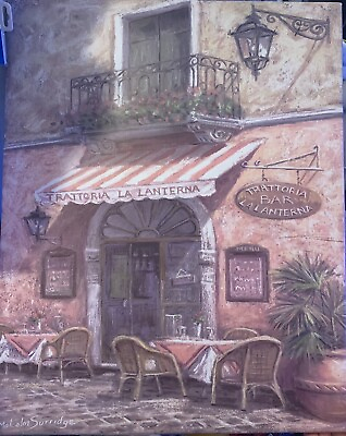 #ad #ad Malcolm Surridge Canvas Painting Trattoria Bar La Lanterna Excellent Condition GBP 50.00