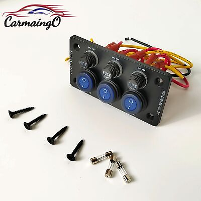 #ad 3 Gang Blue LED On Off Toggle Switch Panel Waterproof for Truck Car Marine Boat $13.99