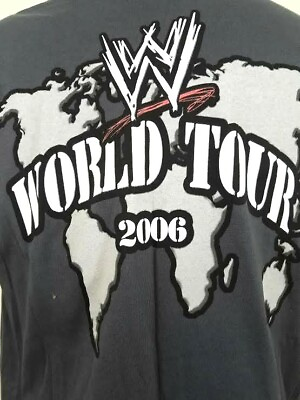 #ad WWE World Wrestling World Tour Crew T Shirt 2006 Sz Large L Smackdown RAW Shirt $18.45