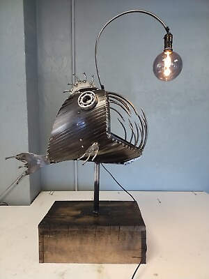 #ad Steampunk Art Lantern Fish. Metal Animal Sculpture. Lantern Fish Sculpture $1000.00