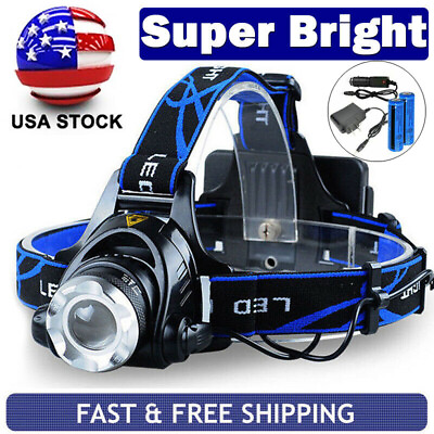 #ad Super Bright 2500000LM LED Headlamp Rechargeable Headlight Flashlight Head Torch $11.50