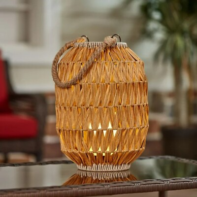 #ad Decorative Natural Rattan Battery Powered Lantern with Removable LED Candle $27.78